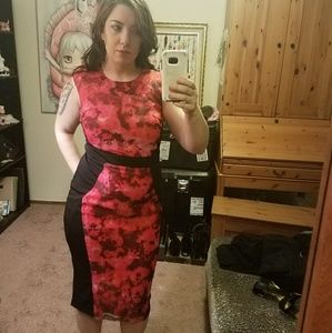 L sz 12 red+ black dress- Little Mistress